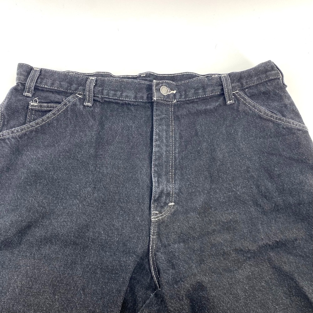 Dickies Carpenter Long Shorts Black Denim Men 38x11 Utility Workwear Cotton